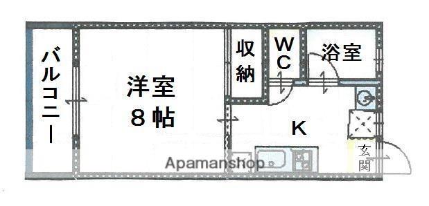 チェリーヒルズ(1K/1階)の間取り写真