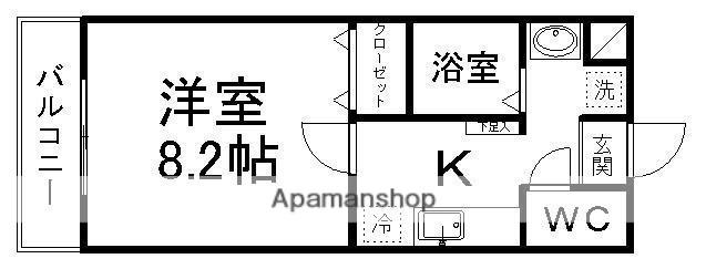 ヴェルソー台原(1K/4階)の間取り写真