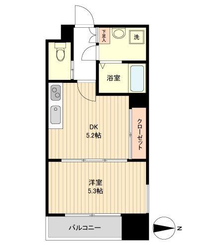 LA DOUCEUR片平(1DK/9階)の間取り写真