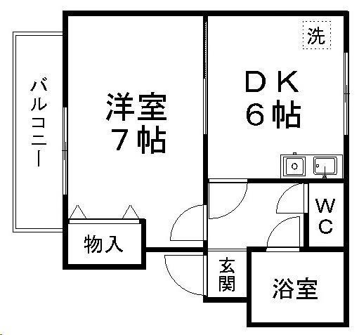 第十ショーケービル(1DK/2階)の間取り写真