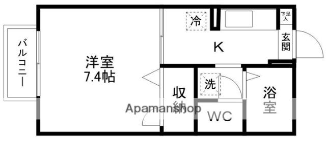 ビューテラス(1K/2階)の間取り写真