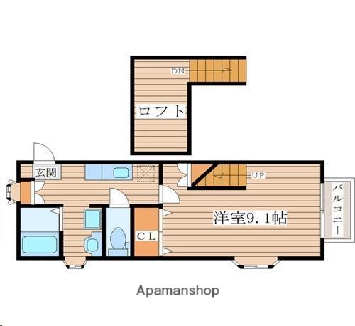 WISH愛子東(1K/2階)の間取り写真