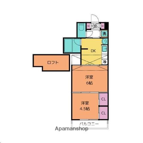 クレスト連坊(2DK/7階)の間取り写真