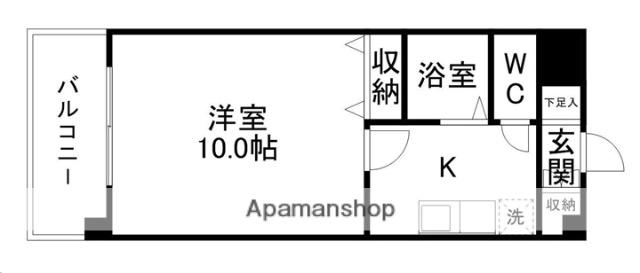 上杉五番館(1K/4階)の間取り写真
