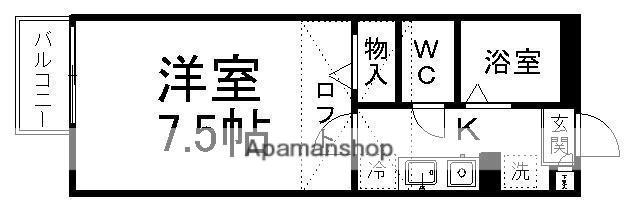 ピースフル宮町(1K/2階)の間取り写真