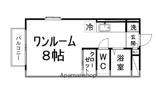 ジュネス八木山(ワンルーム/1階)の間取り写真