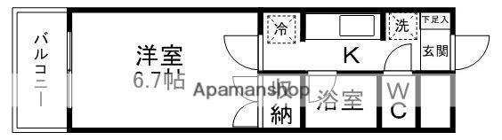 YS荒町(1K/6階)の間取り写真