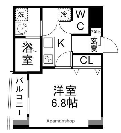ラピス雨宮(1K/6階)の間取り写真