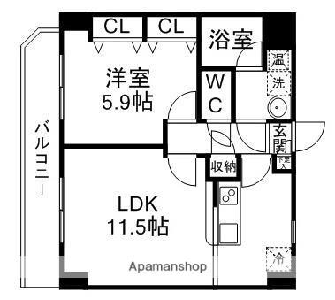 エクセレントパーク北山(1LDK/5階)の間取り写真