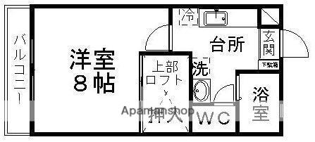 ティエラリバーサイドA棟(1K/2階)の間取り写真