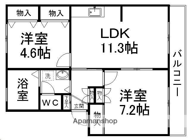 サンライズ宮千代(2LDK/4階)の間取り写真
