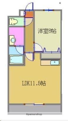ハバードリーム3番館(1LDK/1階)の間取り写真