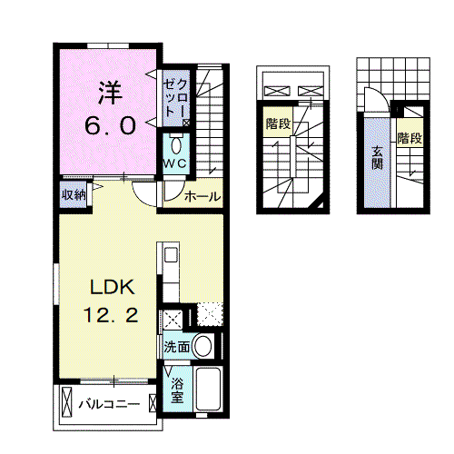アイラビスタⅢ(1LDK/3階)の間取り写真