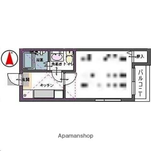 ヴァンベール宮町(1K/2階)の間取り写真