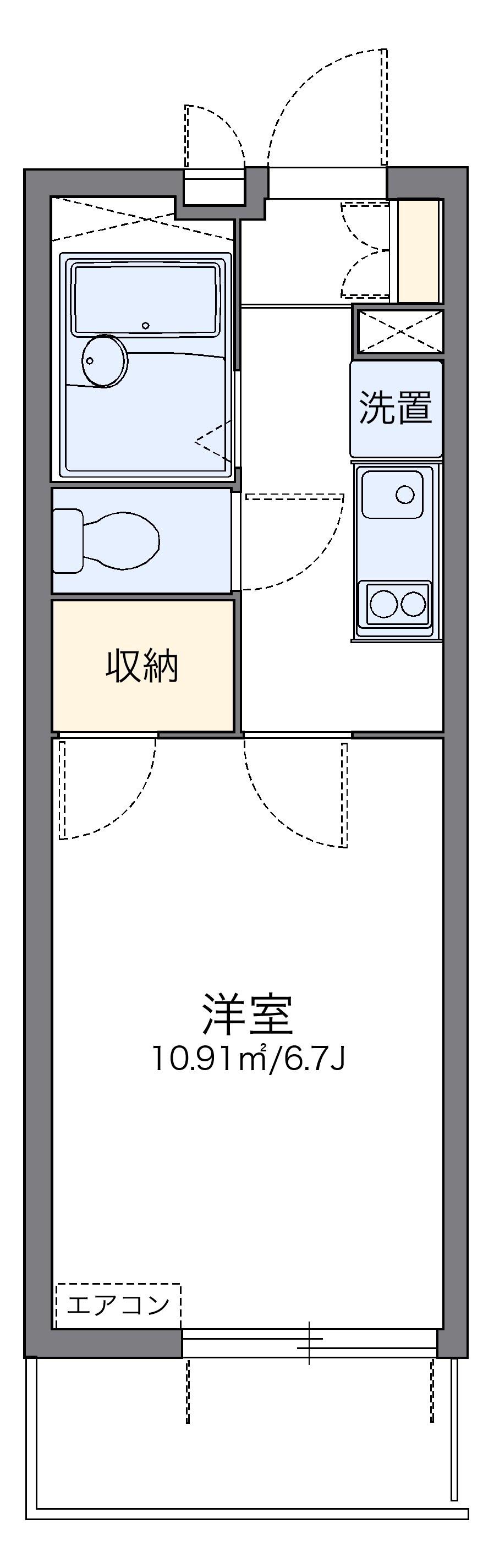 レオパレスクレール国見(1K/2階)の間取り写真