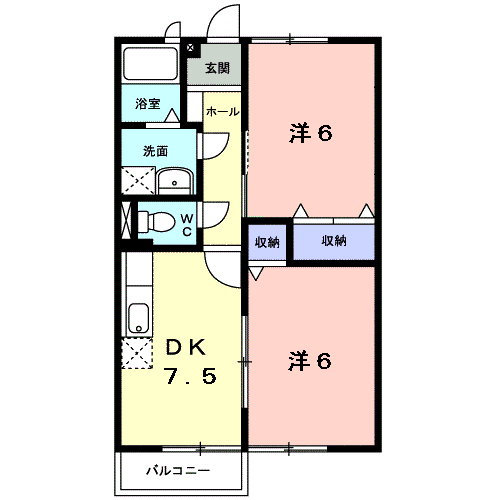 コーポ早坂(2DK/1階)の間取り写真