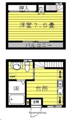 スターヒル木町(1DK/1階)の間取り写真