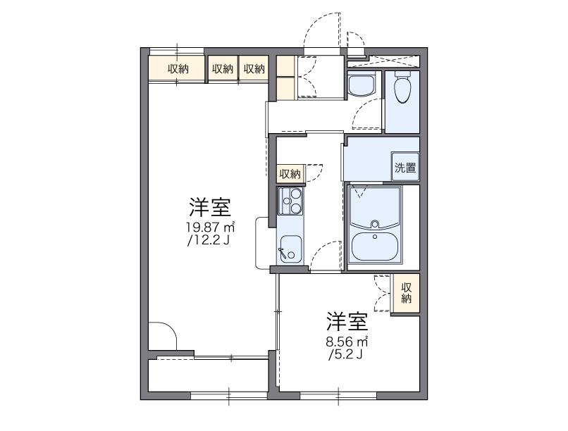 レオパレスシオン B(1LDK/2階)の間取り写真