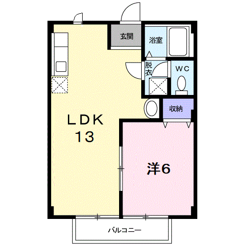 アビタシオンKS(1LDK/1階)の間取り写真
