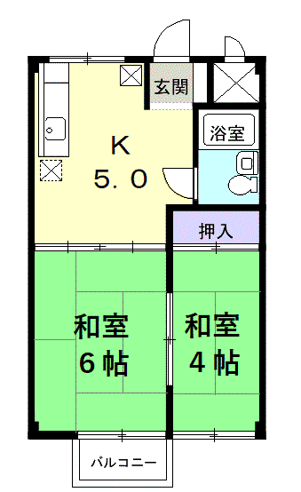 シティハイツ遠藤(2K/2階)の間取り写真