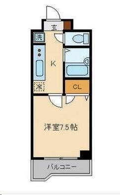 晩翠ウイングビル(1K/8階)の間取り写真