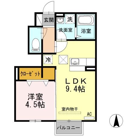 D-ROOM 太子堂(1LDK/1階)の間取り写真