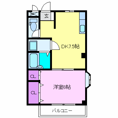 エルディムK(1DK/2階)の間取り写真