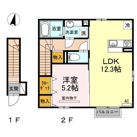 GRANM(1LDK/2階)の間取り写真