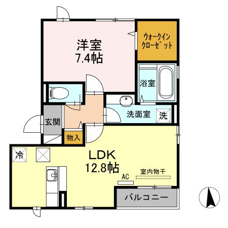 D-ROOM新寺(1LDK/1階)の間取り写真