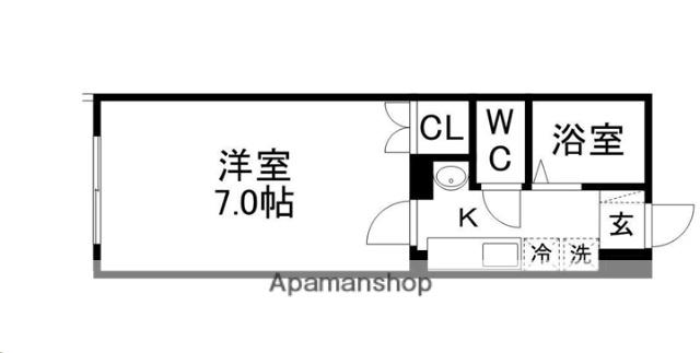 スカイヒルズ台原(1K/1階)の間取り写真