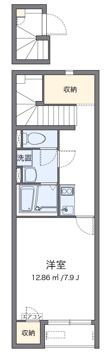 レオネクスト留ヶ谷B(1K/2階)の間取り写真