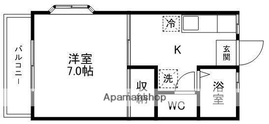 ウィンドヒル羽黒台(1K/2階)の間取り写真