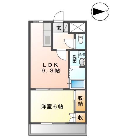サニープレイスⅢ(1LDK/1階)の間取り写真