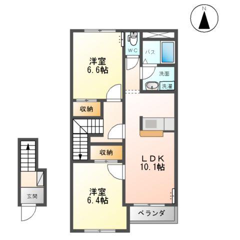 パークサイド彩園Ⅰ(2LDK/2階)の間取り写真