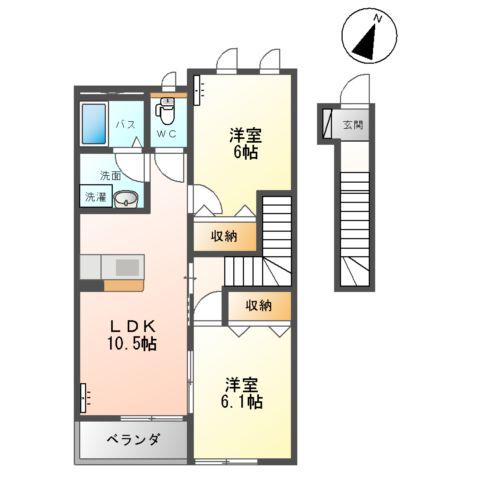 ブルーム・サティ(2LDK/2階)の間取り写真