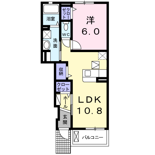 ターコイズ M(1LDK/1階)の間取り写真
