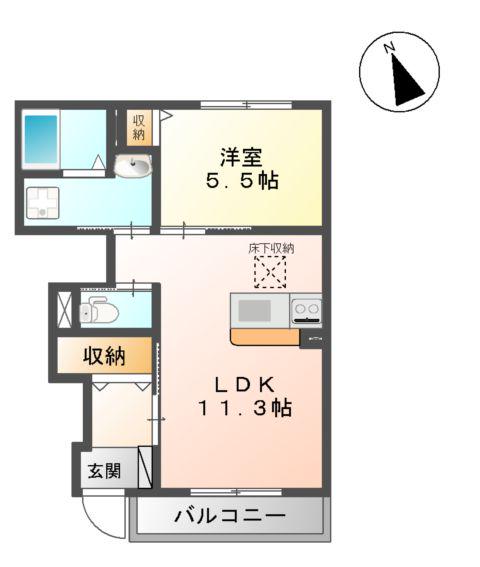 フェバリット(1LDK/1階)の間取り写真