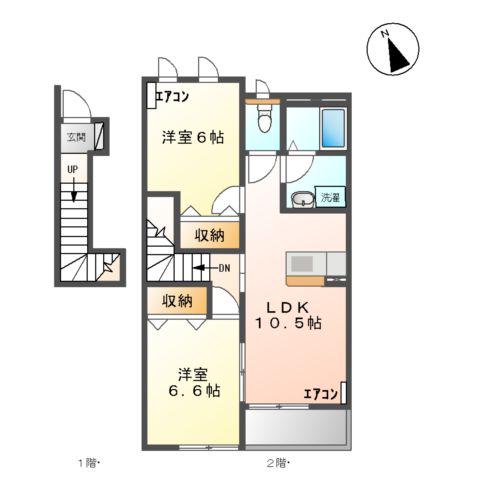カーサフェリーチェ(2LDK/2階)の間取り写真