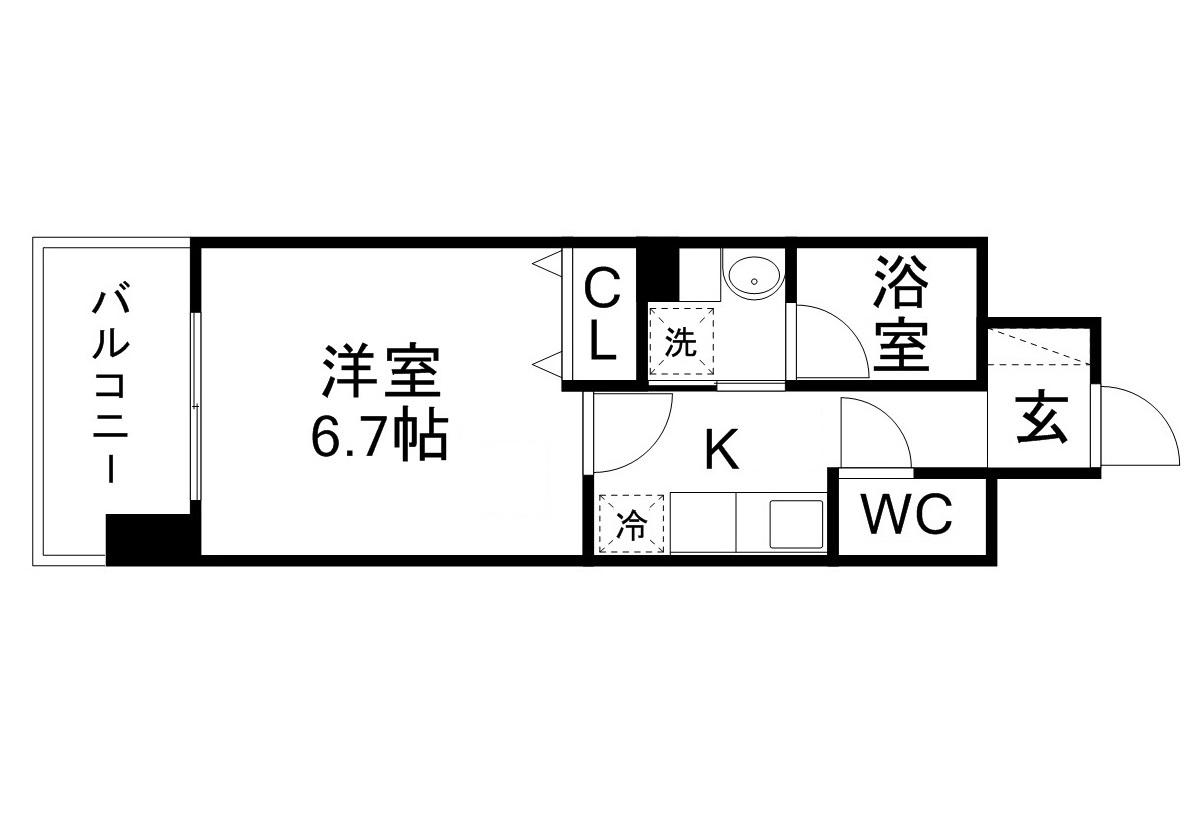 LIVECASA仙台長町(1K/8階)の間取り写真