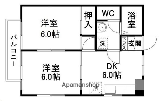 S・アンジュハウス(2DK/2階)の間取り写真