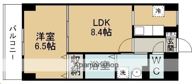ベルメゾン宮の丘(1LDK/3階)の間取り写真