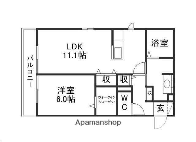 ADONIS三百人町(1LDK/1階)の間取り写真