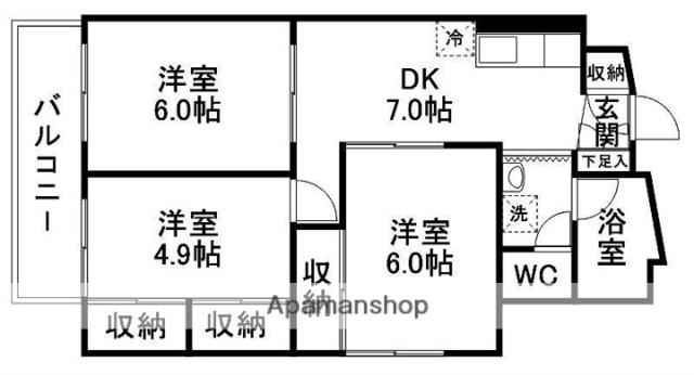 コーポ越路(3DK/3階)の間取り写真