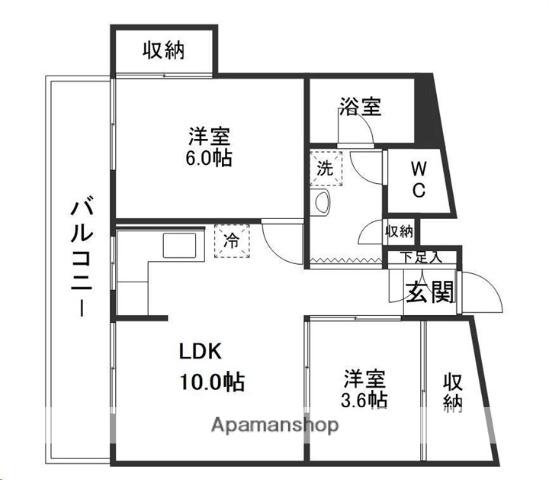 コーポ越路(2LDK/3階)の間取り写真