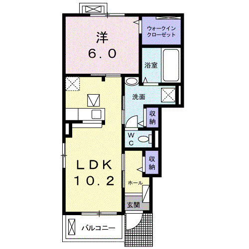 アパパネⅡ(1LDK/1階)の間取り写真