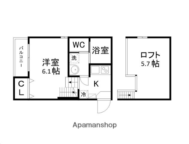 メルツ原町(1K/2階)の間取り写真