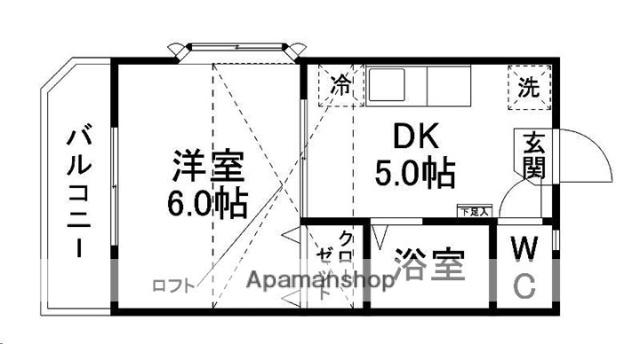 シャトンブラン福室(1DK/2階)の間取り写真