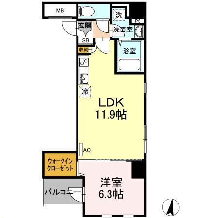 第三上村ビル(1LDK/6階)の間取り写真