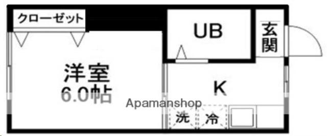 ピースフル仙台駅北(1K/2階)の間取り写真