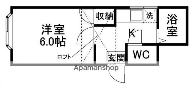 モアクレスト河原町(1K/1階)の間取り写真